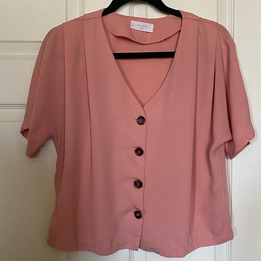 Elodia Pink Button Blouse